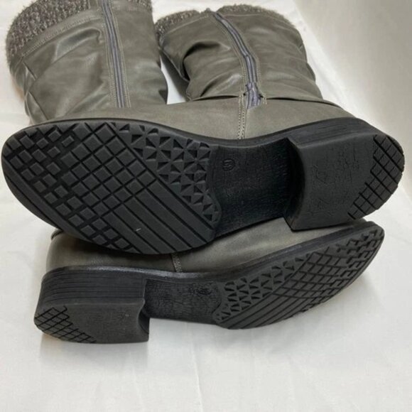 Riding Boots Gracosy Women's 39, US 8.5 Gray Leather Knee High Zipper Buckle EUC - Picture 12 of 15